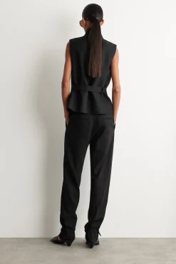 LINEN STRAIGHT-LEG PANTS