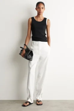 LINEN STRAIGHT-LEG PANTS