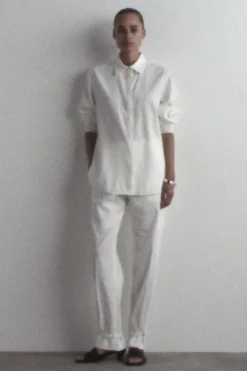 LINEN STRAIGHT-LEG PANTS