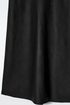 LINEN-BLEND MIDI COLUMN SKIRT