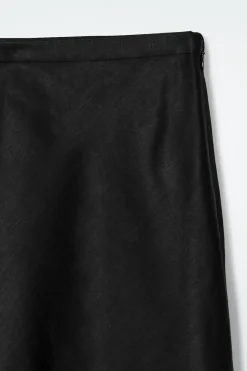 LINEN-BLEND MIDI COLUMN SKIRT