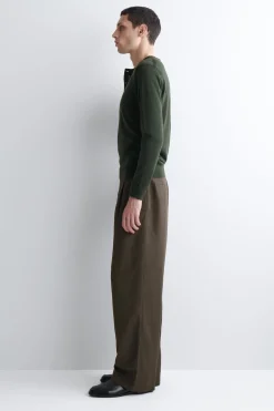 LINEN-BLEND RELAXED-FIT WIDE-LEG PANTS