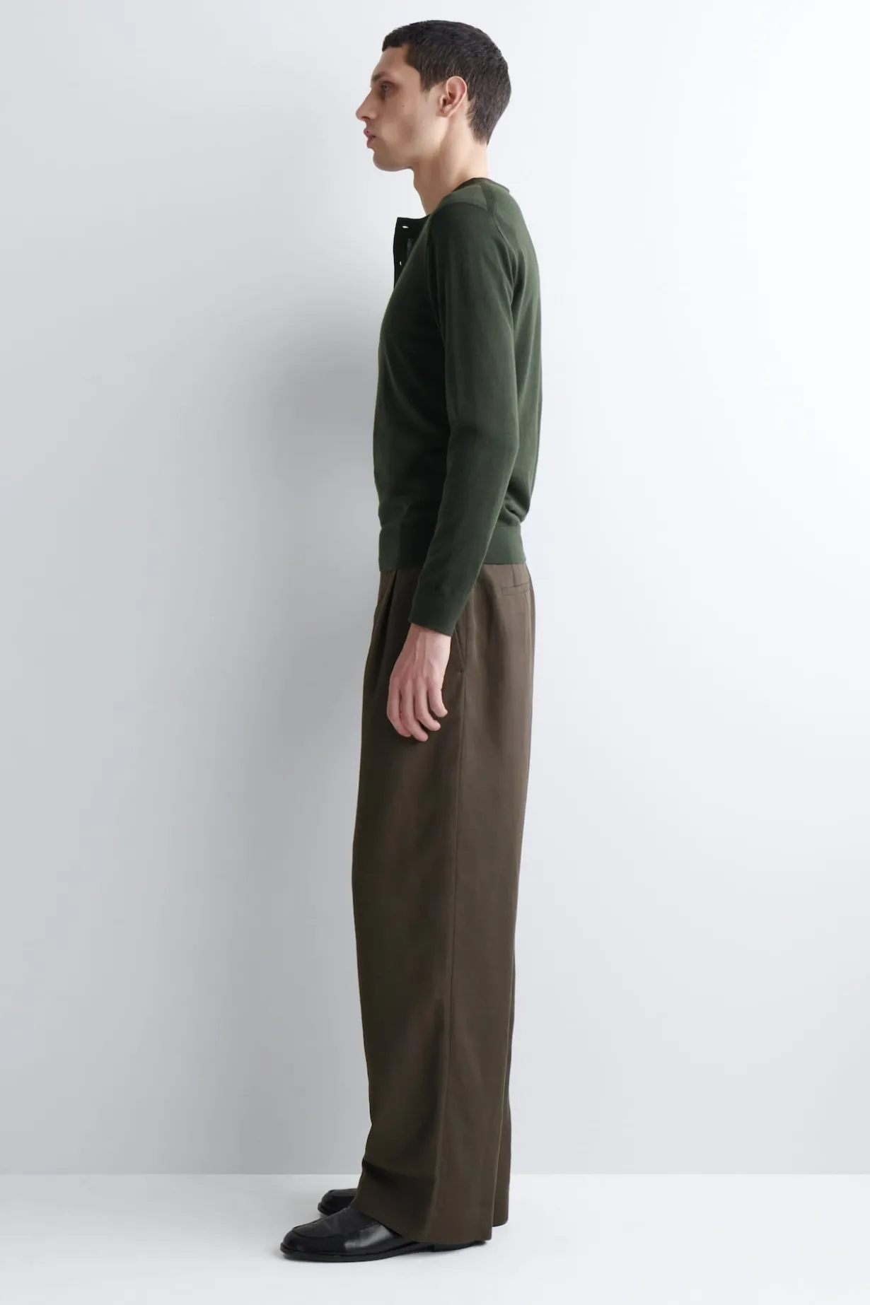 LINEN-BLEND RELAXED-FIT WIDE-LEG PANTS