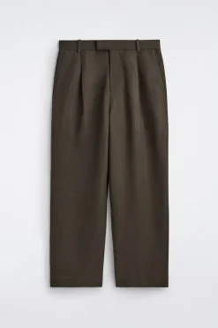 LINEN-BLEND RELAXED-FIT WIDE-LEG PANTS