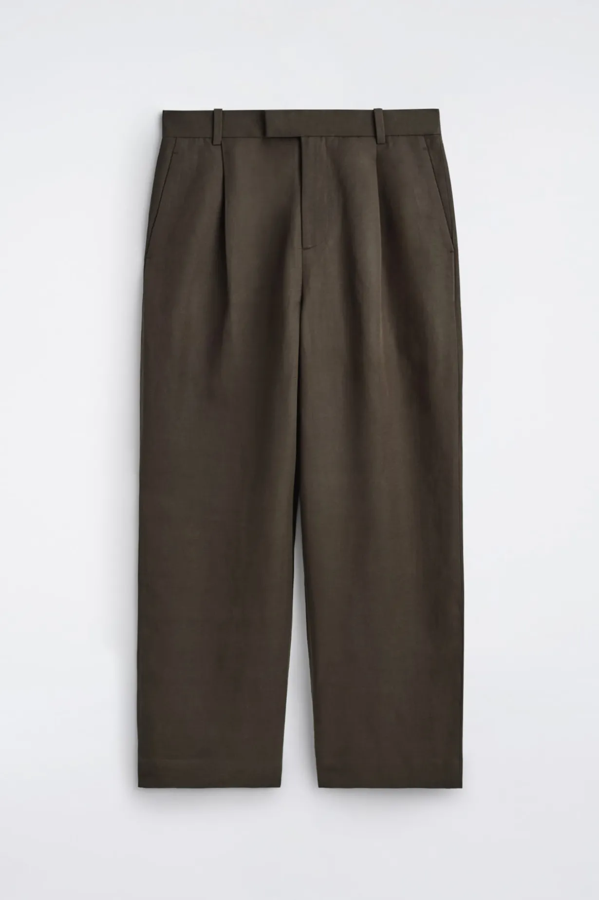LINEN-BLEND RELAXED-FIT WIDE-LEG PANTS
