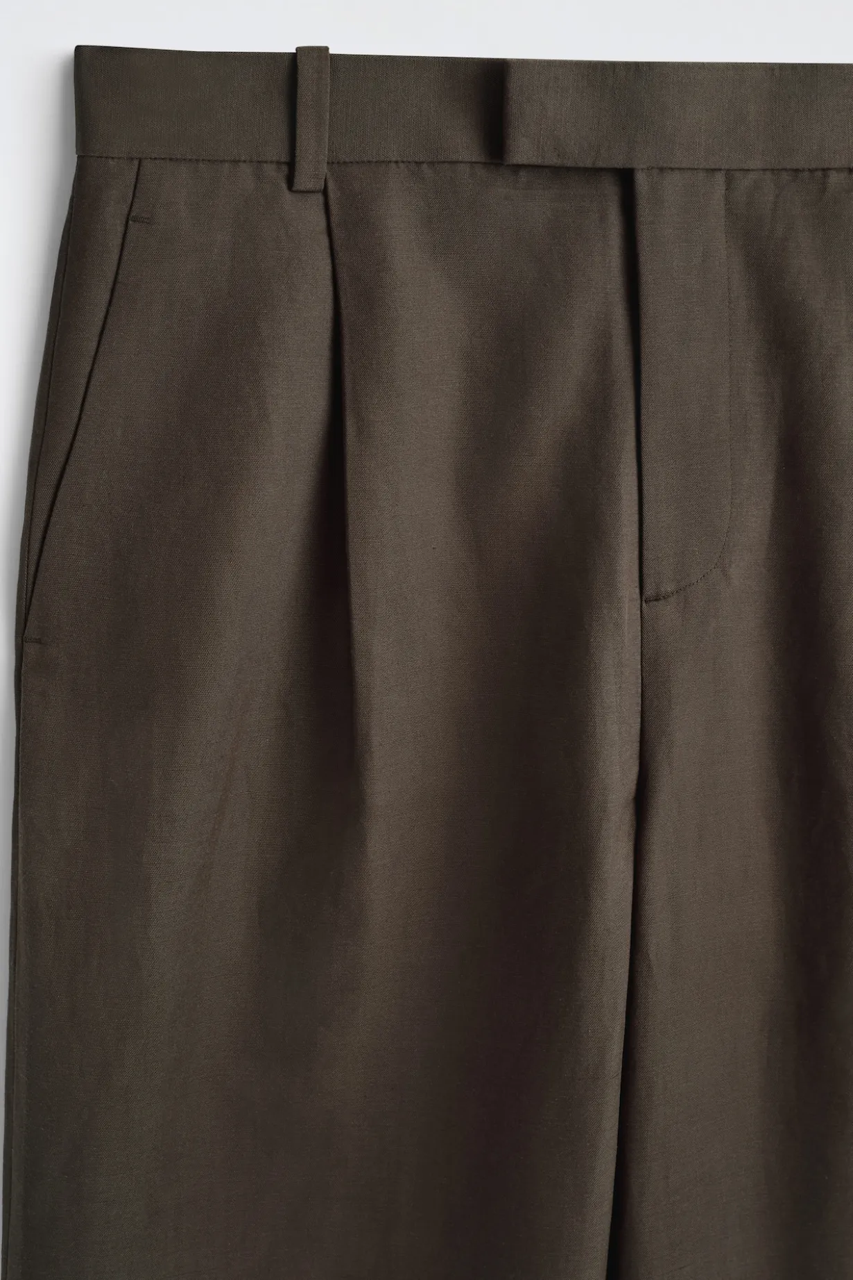 LINEN-BLEND RELAXED-FIT WIDE-LEG PANTS