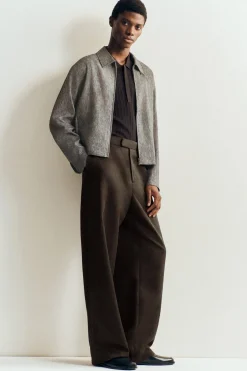 LINEN-BLEND RELAXED-FIT WIDE-LEG PANTS