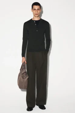 LINEN-BLEND RELAXED-FIT WIDE-LEG PANTS