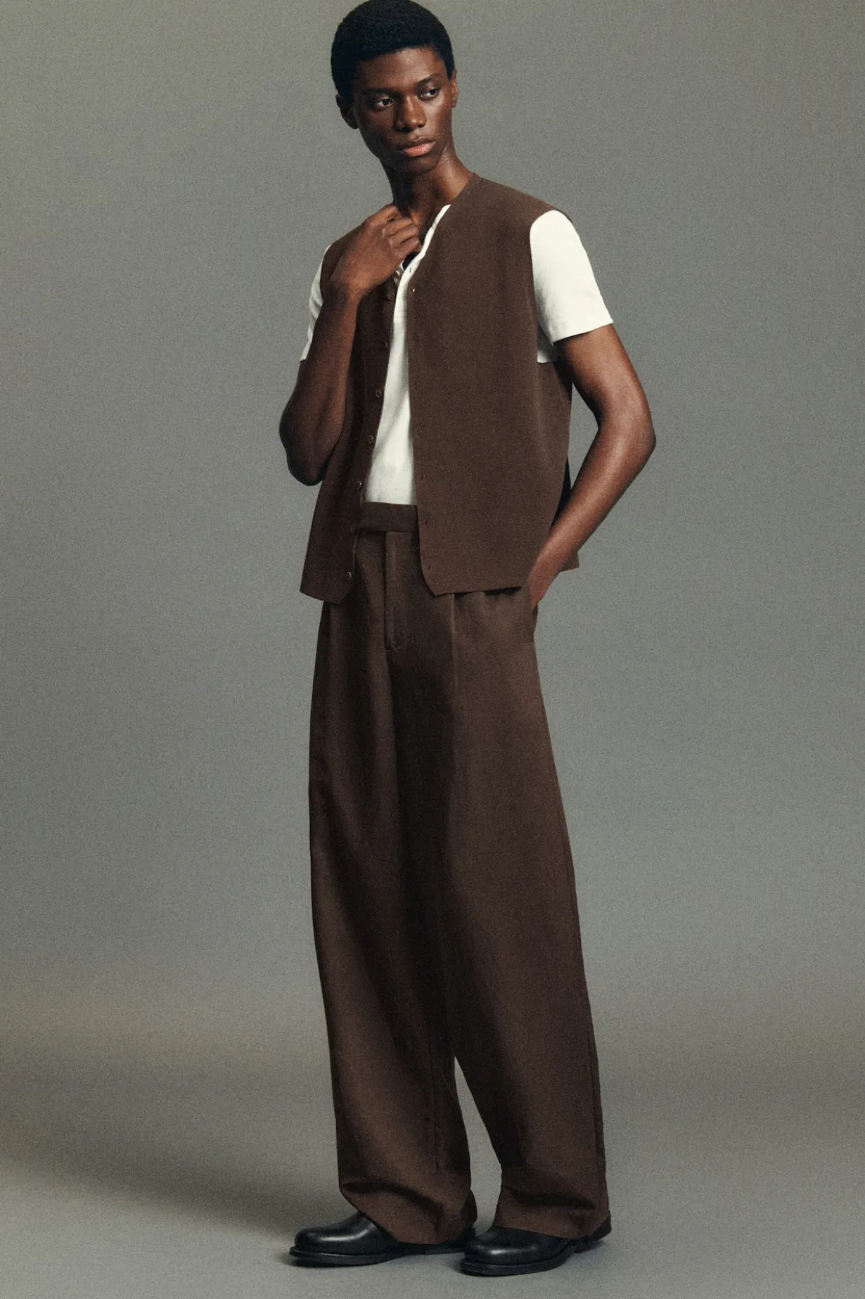 LINEN-BLEND RELAXED-FIT WIDE-LEG PANTS