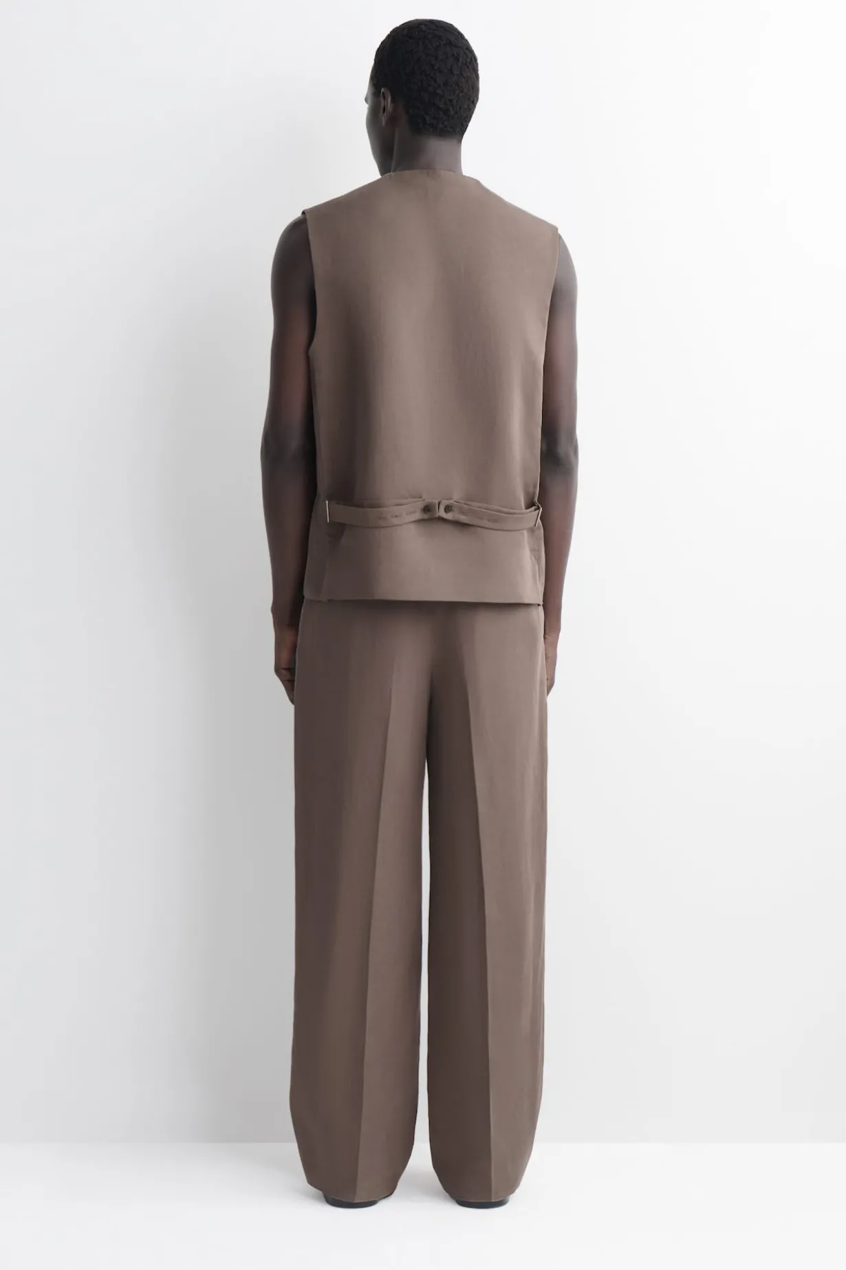 LINEN-BLEND RELAXED-FIT WIDE-LEG PANTS