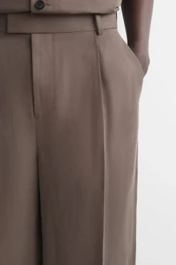 LINEN-BLEND RELAXED-FIT WIDE-LEG PANTS