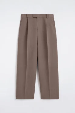 LINEN-BLEND RELAXED-FIT WIDE-LEG PANTS