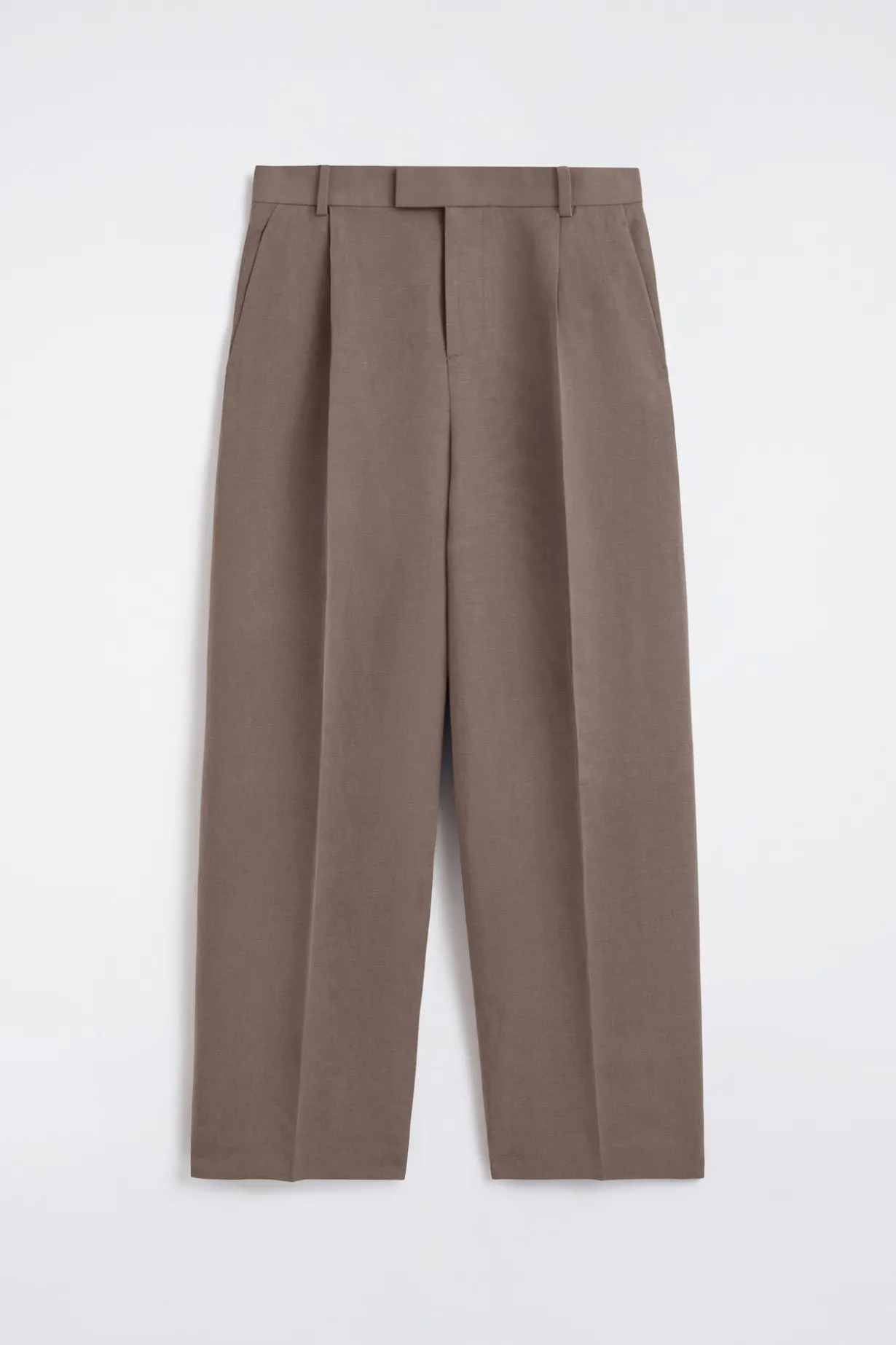 LINEN-BLEND RELAXED-FIT WIDE-LEG PANTS