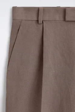 LINEN-BLEND RELAXED-FIT WIDE-LEG PANTS