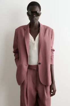 LINEN-BLEND SINGLE-BREASTED BLAZER