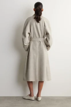 LINEN-WOOL LONG TRENCH COAT