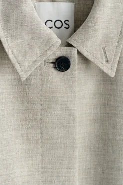 LINEN-WOOL LONG TRENCH COAT