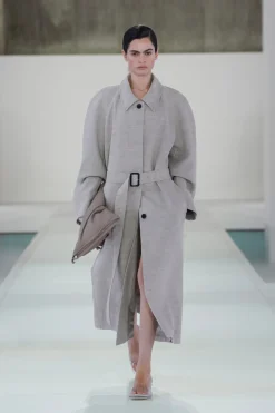 LINEN-WOOL LONG TRENCH COAT