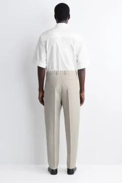 LINEN-WOOL RELAXED-FIT BARREL-LEG PANTS