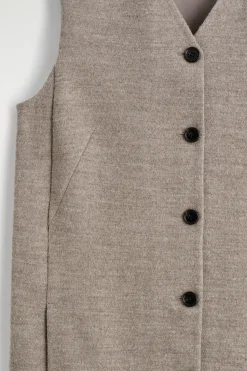 MERINO WOOL BUTTONED SHIFT MINI DRESS