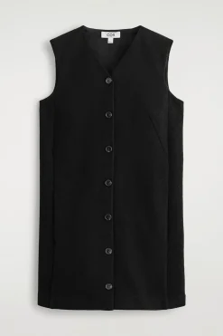 MERINO WOOL BUTTONED SHIFT MINI DRESS
