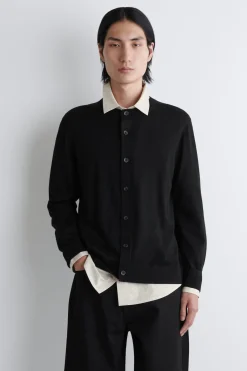 MERINO WOOL CREW-NECK CARDIGAN