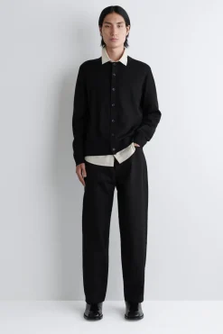 MERINO WOOL CREW-NECK CARDIGAN