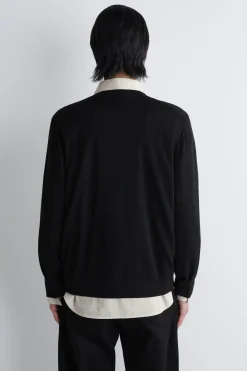 MERINO WOOL CREW-NECK CARDIGAN