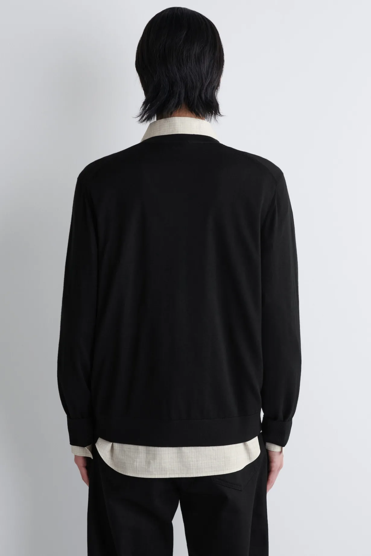 MERINO WOOL CREW-NECK CARDIGAN