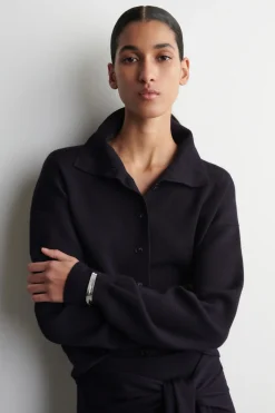 MERINO WOOL MOCK-NECK CARDIGAN
