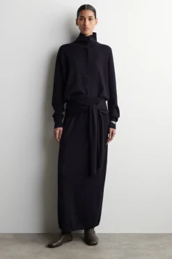 MERINO WOOL MOCK-NECK CARDIGAN