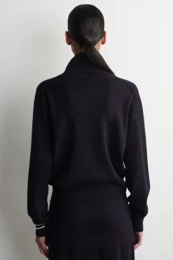 MERINO WOOL MOCK-NECK CARDIGAN