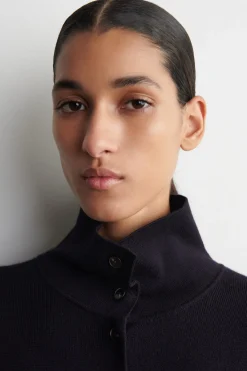 MERINO WOOL MOCK-NECK CARDIGAN