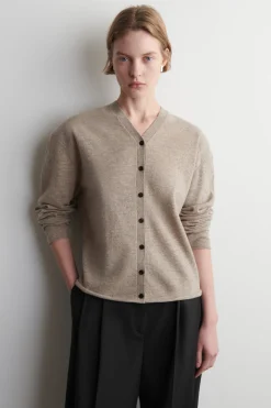 MERINO WOOL V-NECK CARDIGAN