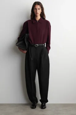 MERINO WOOL-YAK ZIP-UP POLO SHIRT