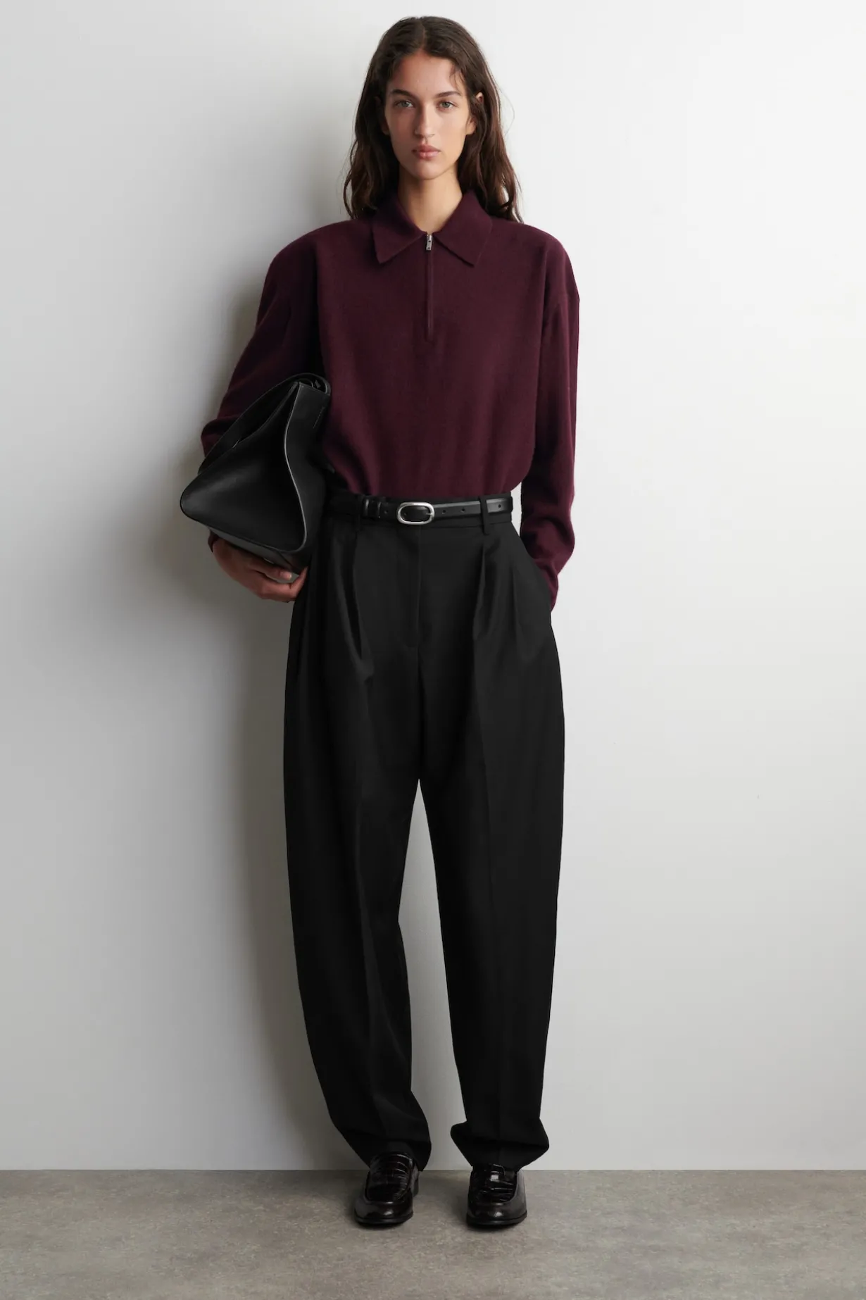 MERINO WOOL-YAK ZIP-UP POLO SHIRT