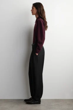 MERINO WOOL-YAK ZIP-UP POLO SHIRT