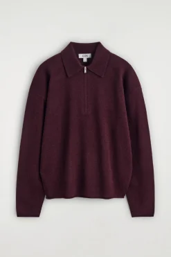 MERINO WOOL-YAK ZIP-UP POLO SHIRT