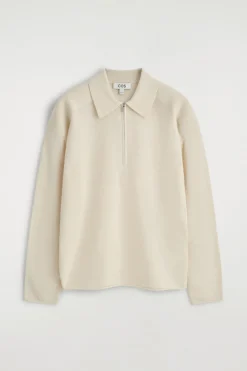MERINO WOOL-YAK ZIP-UP POLO SHIRT