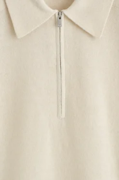 MERINO WOOL-YAK ZIP-UP POLO SHIRT