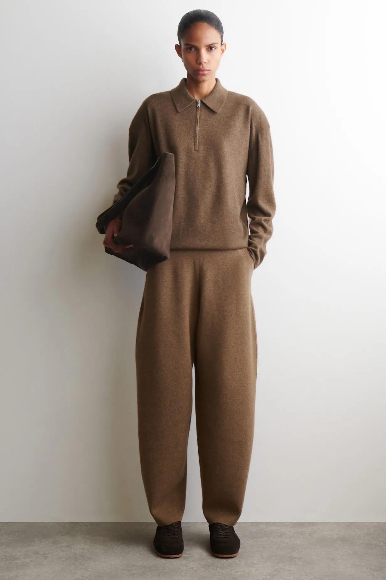 MERINO WOOL-YAK ZIP-UP POLO SHIRT