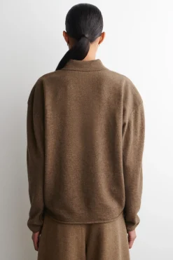 MERINO WOOL-YAK ZIP-UP POLO SHIRT