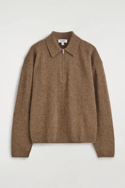 MERINO WOOL-YAK ZIP-UP POLO SHIRT