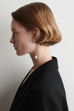 MISMATCHED RECTANGULAR PEARL DROP EARRINGS