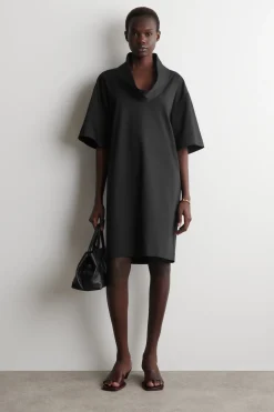 MOCK-NECK COCOON MINI DRESS