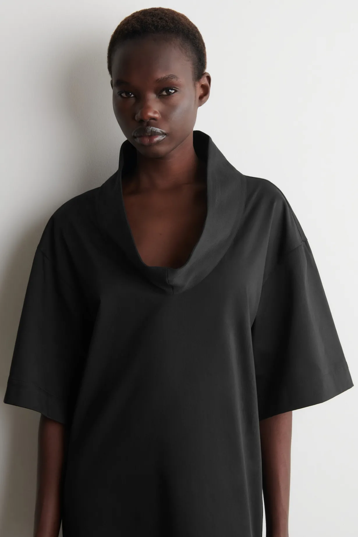 MOCK-NECK COCOON MINI DRESS