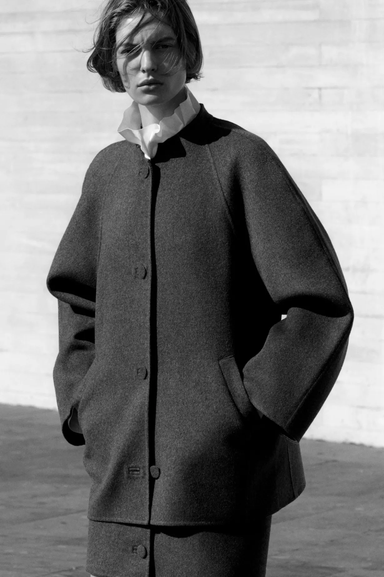 MOCK-NECK COTTON SHIRT