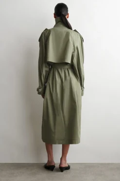mock-NECK COTTON TRENCH COAT