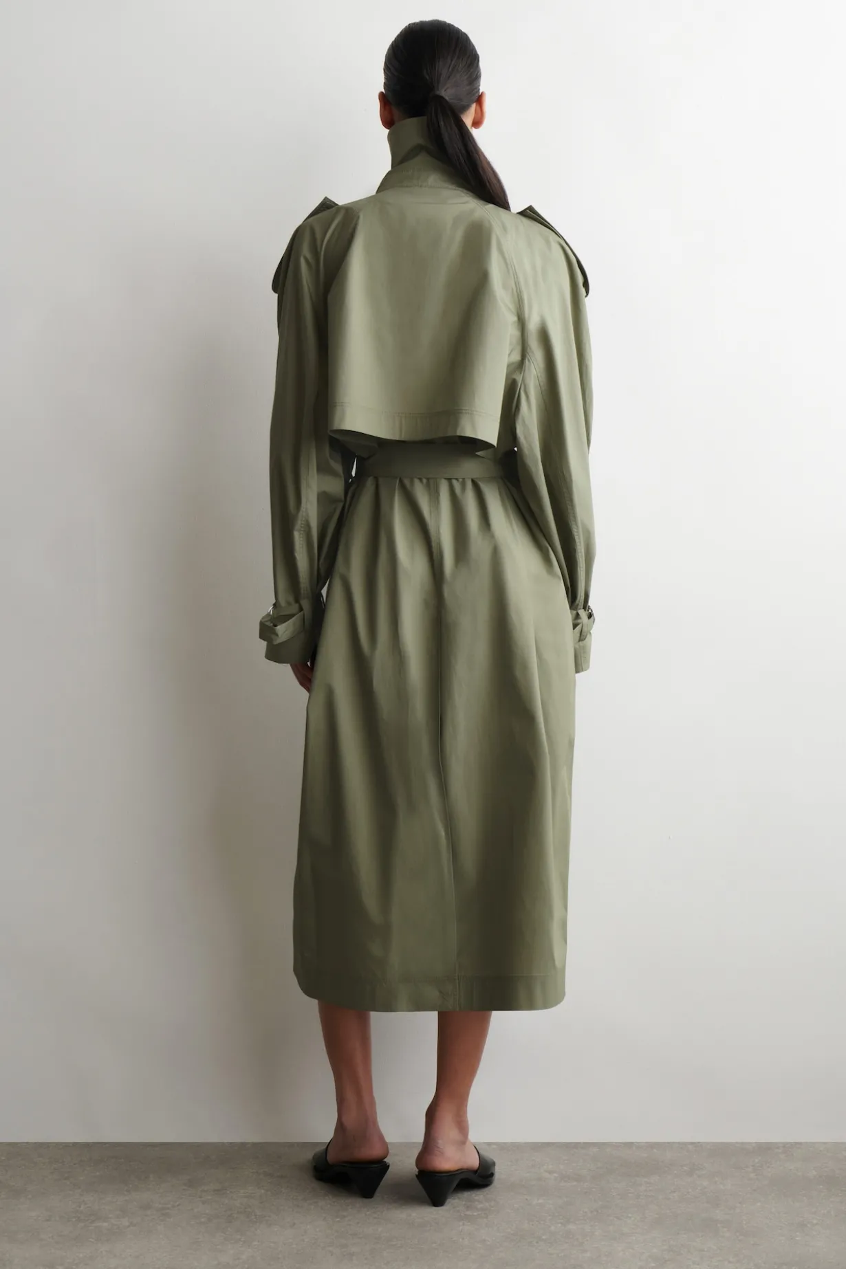 mock-NECK COTTON TRENCH COAT