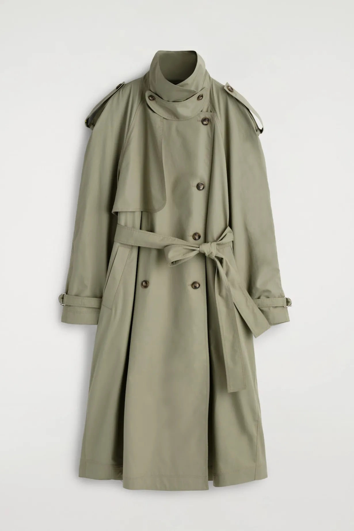 mock-NECK COTTON TRENCH COAT